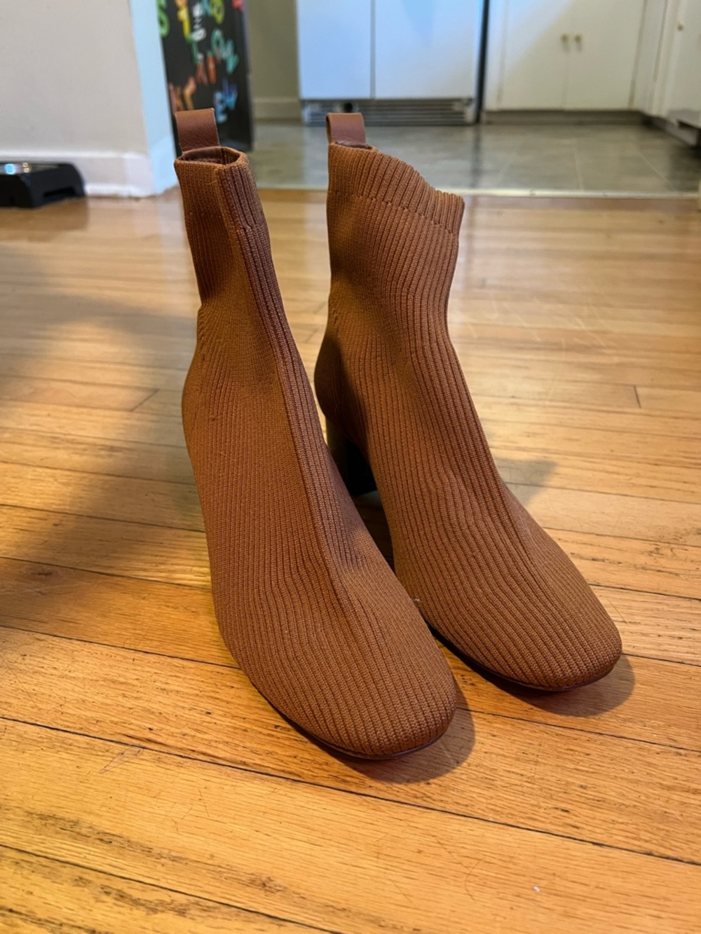Everlane Brown Knit Sock Ankle Booties